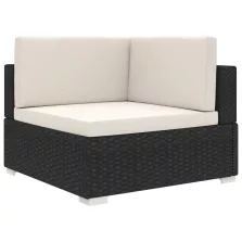   vidaXL 1 db fekete polyrattan moduláris sarokfotel párnákkal