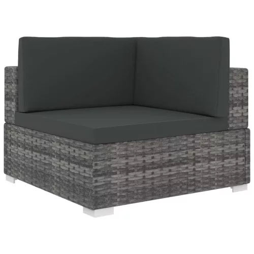 vidaXL 1 db szürke polyrattan moduláris sarokfotel párnákkal