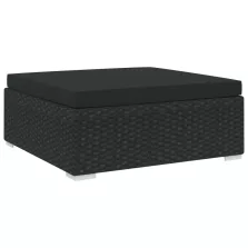   vidaXL 1 db fekete polyrattan moduláris lábtartó párnával