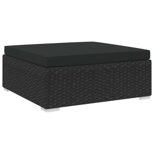 vidaXL 1 db fekete polyrattan moduláris lábtartó párnával