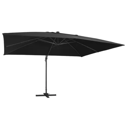 vidaXL fekete konzolos napernyő LED-del/alumínium rúddal 400 x 300 cm
