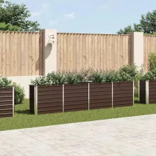   vidaXL barna horganyzott acél kerti magaságyás 320 x 40 x 77 cm