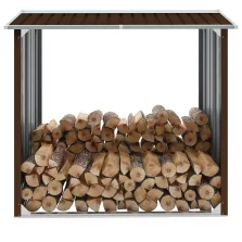   vidaXL barna horganyzott acél kerti tűzifatároló 172 x 91 x 154 cm