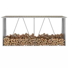   vidaXL barna horganyzott acél kerti tűzifatároló 330 x 84 x 152 cm