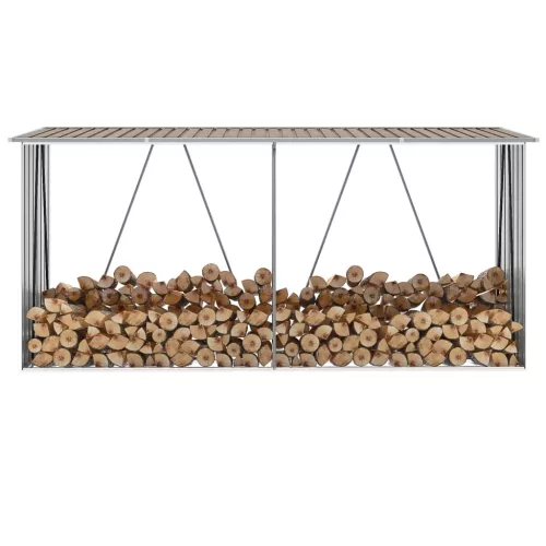 vidaXL barna horganyzott acél kerti tűzifatároló 330 x 84 x 152 cm