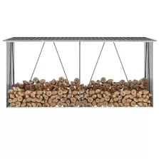   vidaXL antracit horganyzott acél kerti tűzifatároló 330 x 84 x 152 cm