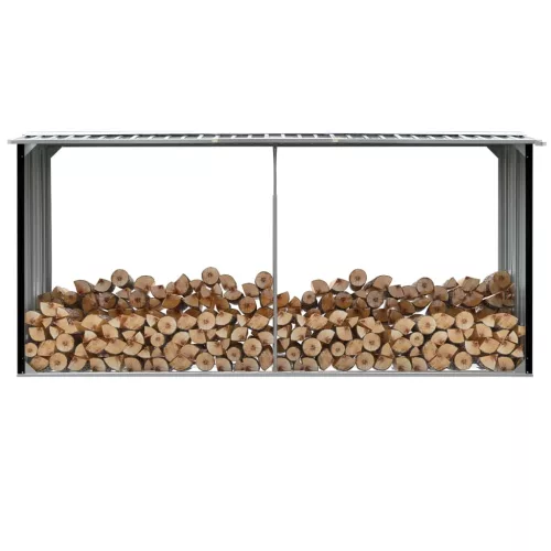 vidaXL antracitszürke horganyzott acél tűzifatároló 330 x 92 x 153 cm
