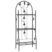  vidaXL háromszintes fekete vas virágtartó állvány 52 x 28 x 128 cm
