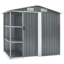   vidaXL szürke vas kerti fészer állvánnyal 205 x 130 x 183 cm