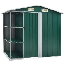   vidaXL zöld vas kerti fészer állvánnyal 205 x 130 x 183 cm