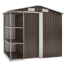   vidaXL barna vas kerti fészer állvánnyal 205 x 130 x 183 cm