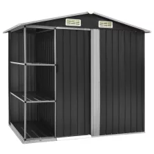   vidaXL antracitszürke vas kerti fészer állvánnyal 205 x 130 x 183 cm