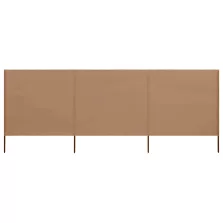 vidaXL 3 paneles tópszínű szövet szélfogó 400 x 80 cm