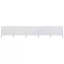 vidaXL homokfehér 5-paneles szövet szélfogó 600 x 120 cm