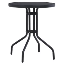 vidaXL fekete acél és üveg kerti asztal 60 cm