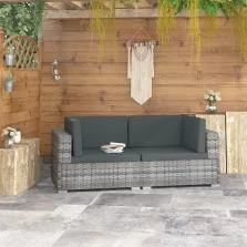   vidaXL 2 db szürke moduláris polyrattan sarokfotel párnákkal