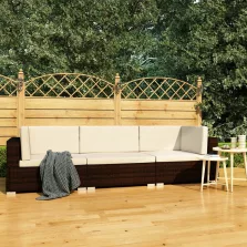   vidaXL 3 részes barna polyrattan kerti kanapészett párnákkal