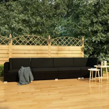   vidaXL 4 részes fekete polyrattan kerti kanapészett párnákkal