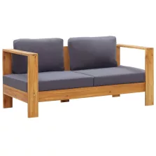  vidaXL szürke tömör akácfa kerti kanapépad párnákkal 140 cm