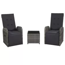   vidaXL 3 darabos szürke polyrattan bisztrószett párnákkal