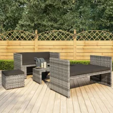   vidaXL 5 részes szürke polyrattan kerti ülőgarnitúra párnákkal