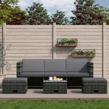   vidaXL 4-részes szürke polyrattan kerti bútorszett párnákkal