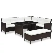   vidaXL 3-részes barna polyrattan kerti bútorgarnitúra párnákkal