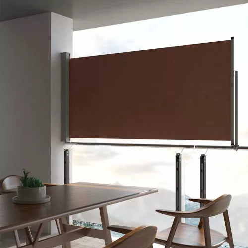 vidaXL barna behúzható oldalsó teraszi napellenző 120 x 300 cm