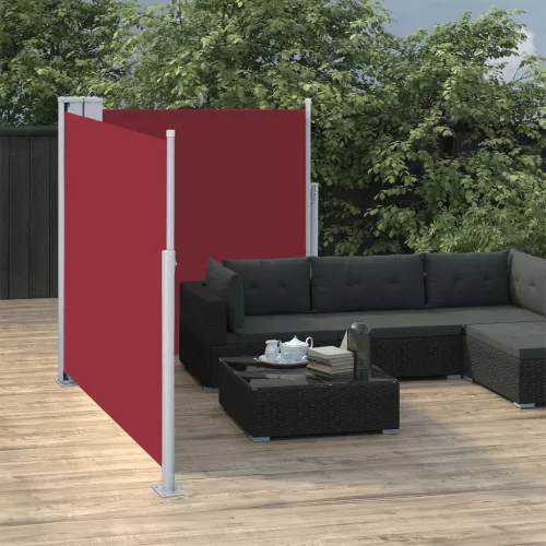 vidaXL piros behúzható oldalsó napellenző 100 x 600 cm