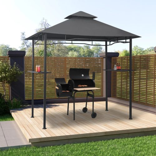 vidaXL antracitszürke acél grillpavilon 240 x 150 x 255 cm