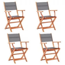   vidaXL 4 db szürke eukaliptuszfa és textilén összecsukható kerti szék