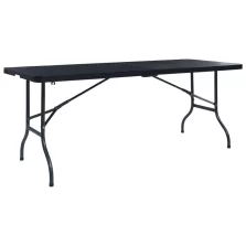   vidaXL fekete HDPE rattan szerű összecsukható kerti asztal 180x75x72cm