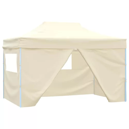 vidaXL krémszínű acél összecsukható rendezvénysátor 4 oldalfallal 3x4m