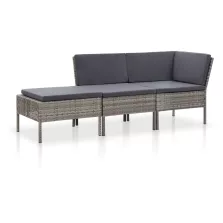   vidaXL 3-részes szürke polyrattan kerti ülőgarnitúra párnákkal