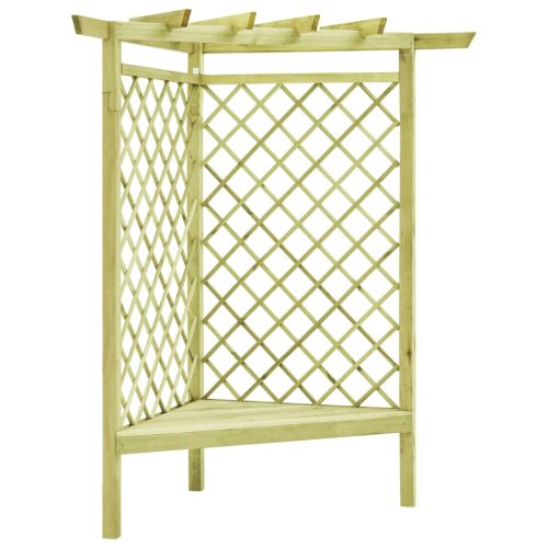 vidaXL impregnált fenyőfa kerti sarokpergola 130 x 130 x 197 cm