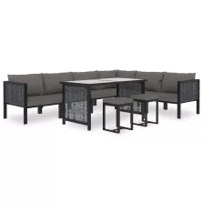   vidaXL 9 részes antracitszürke kerti polyrattan ülőgarnitúra párnákkal