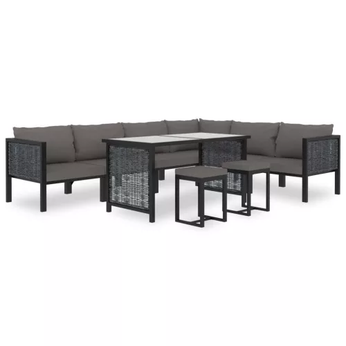 vidaXL 9 részes antracitszürke kerti polyrattan ülőgarnitúra párnákkal