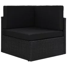 vidaXL fekete polyrattan sarokkanapé-elem
