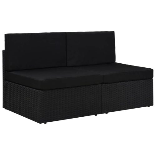 vidaXL 2 személyes fekete elemes polyrattan kanapé