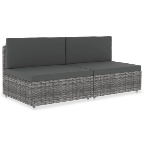 vidaXL 2 személyes szürke elemes polyrattan kanapé