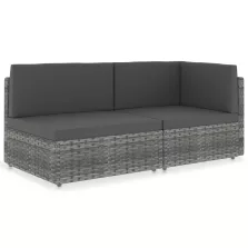 vidaXL 2 személyes szürke elemes polyrattan kanapé