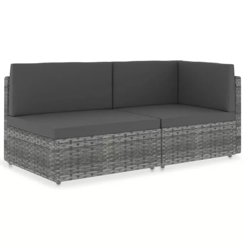 vidaXL 2 személyes szürke elemes polyrattan kanapé