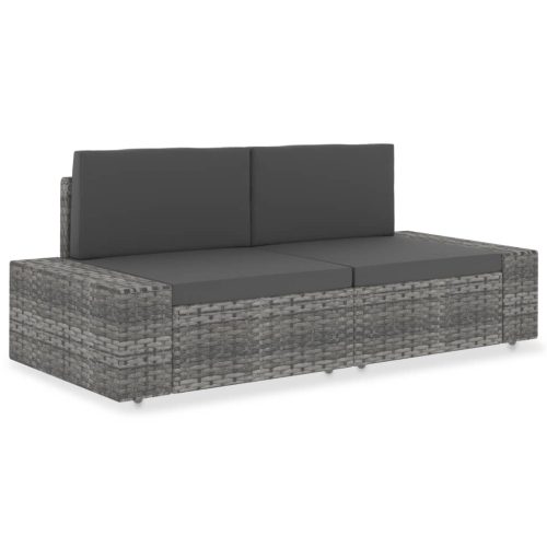 vidaXL 2 személyes szürke elemes polyrattan kanapé