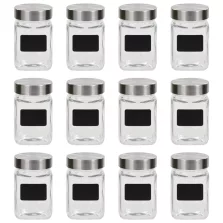 vidaXL 12 db tárolóedény matricával 300 ml