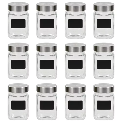 vidaXL 12 db tárolóedény matricával 300 ml