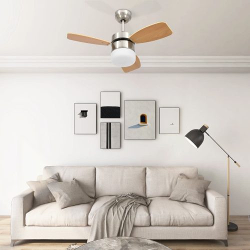 vidaXL világosbarna mennyezeti ventilátor lámpával/távirányítóval 76cm