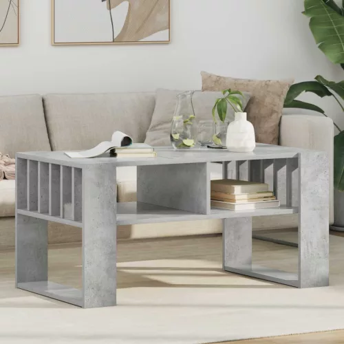 vidaXL Dohányzóasztal Beton Szürke 92 x 49,5 x 45 cm Faanyag