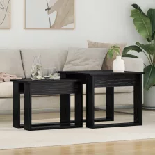 vidaXL Kávasztal Szett 2 pcs Fekete tölgy Faanyag