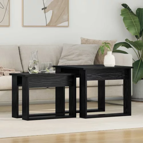 vidaXL Kávasztal Szett 2 pcs Fekete tölgy Faanyag