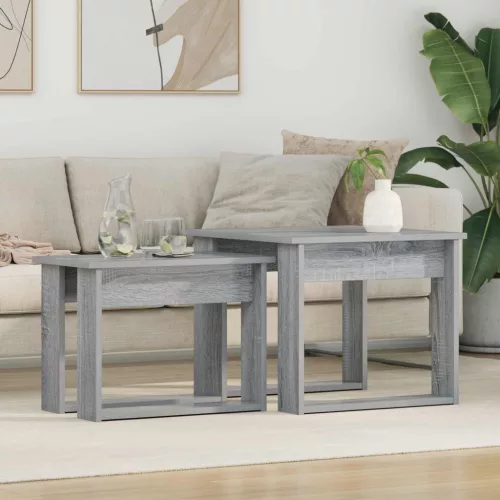 vidaXL Kávasztal Szett 2 pcs Szürke Sonoma Faanyag